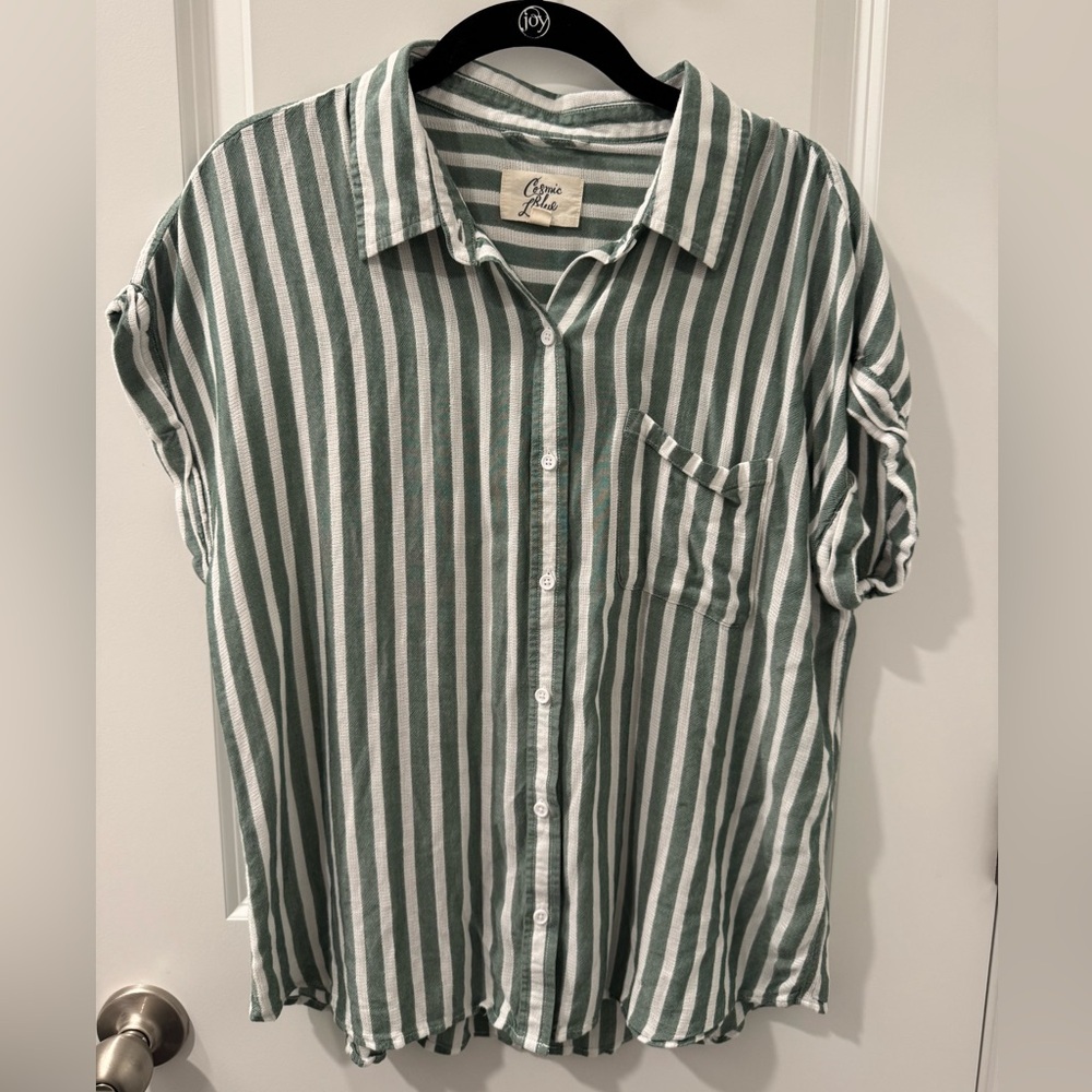 Casual Striped Button Down Shirt for Women